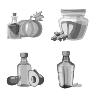 Beslenme ve organik sembolü vektör tasarımı. Web için beslenme ve cam stok sembolü koleksiyonu.