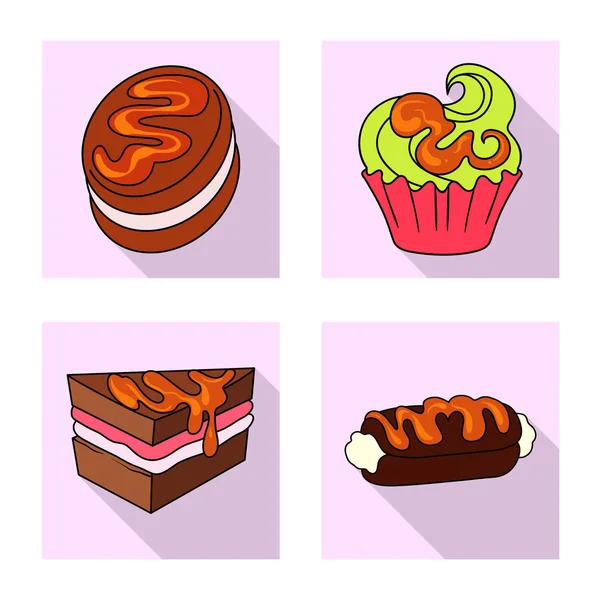 Wektor projektowania wyrobów cukierniczych i kulinarny symbol. Kolekcja słodycze i kolorowe wektor ikona na magazynie. — Wektor stockowy