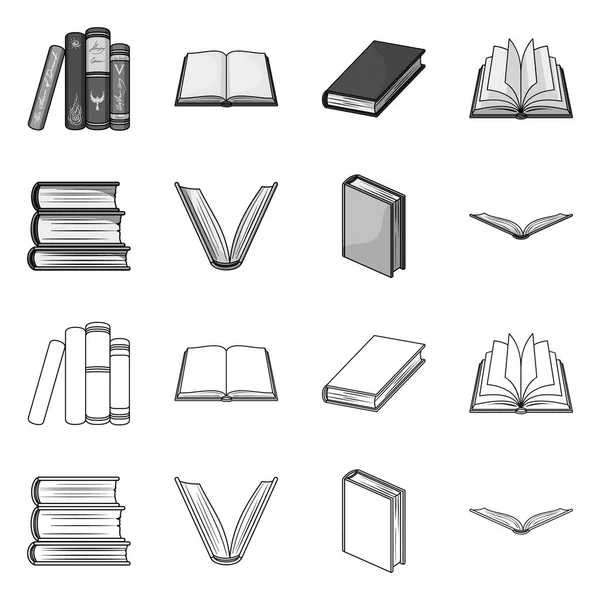 Vector ontwerp van bibliotheek en leerboek teken. Collectie van de bibliotheek en school vector pictogram voor voorraad. — Stockvector