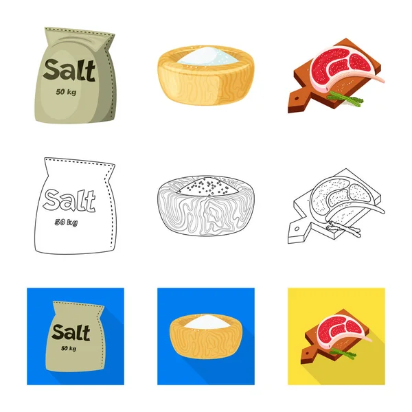 Векторная иллюстрация приготовления пищи и морского символа. Набор векторных иллюстраций для приготовления пищи и выпечки . — стоковый вектор