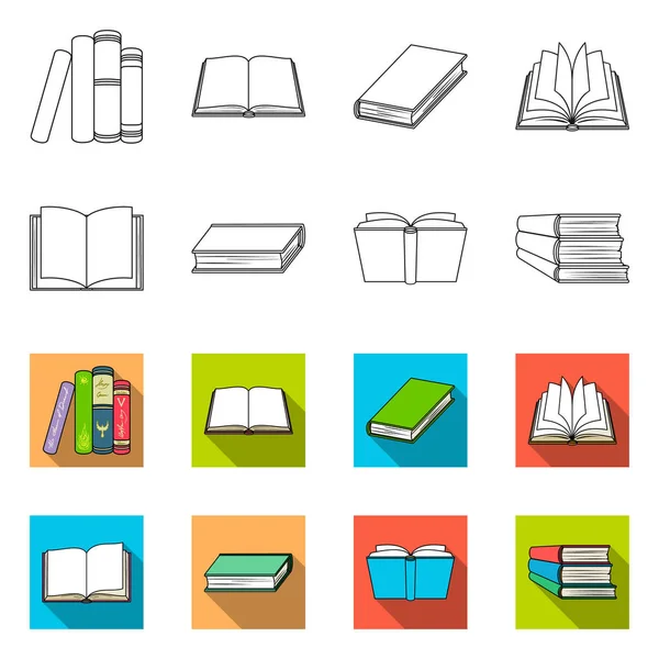 Ilustración vectorial del logotipo de la biblioteca y el libro de texto. Conjunto de biblioteca y el símbolo de stock escolar para la web . — Vector de stock