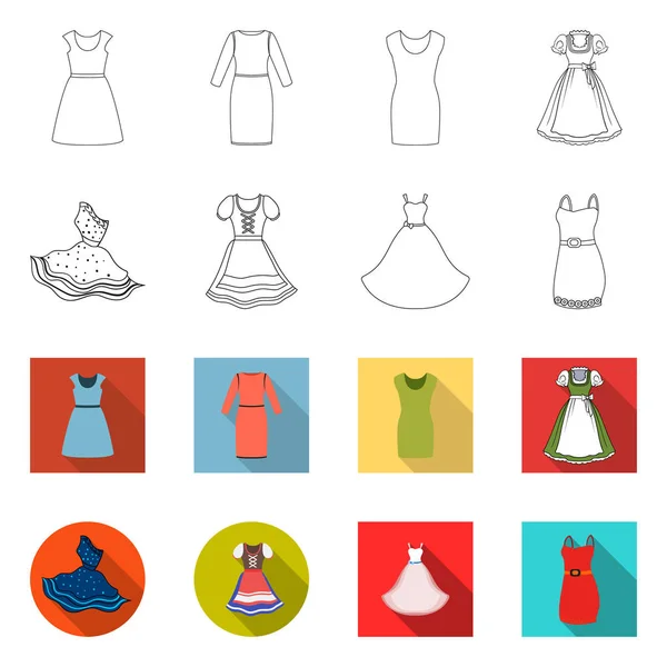 Projekt wektor ikona sukienki i ubrania. Zestaw sukienka i wieczorem magazynie symbol dla sieci web. — Wektor stockowy