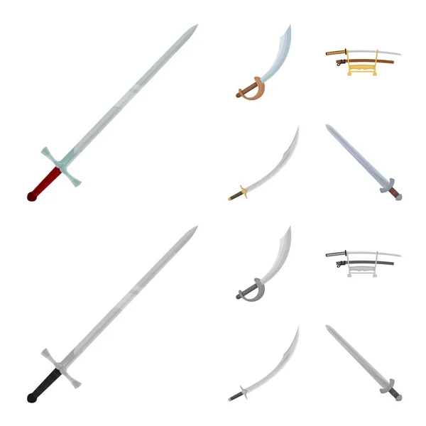 Diseño vectorial de espada y símbolo de hoja. Colección de espada y símbolo de juego de acción para la web . — Vector de stock