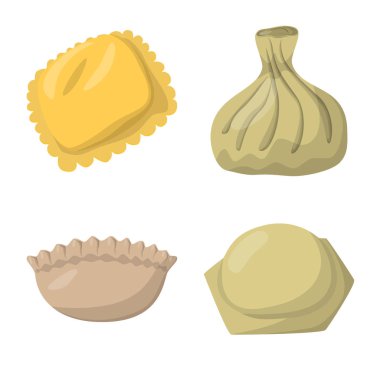 Köfte ve gıda logosu izole nesne. Köfte ve doldurulmuş stok vektör illüstrasyon koleksiyonu.