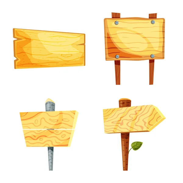 Απεικόνιση διανυσματικών πινακίδων και λογότυπου ξύλου. Συλλογή του συμβόλου της σήμανσης και του ξύλινου αποθέματος για το Web. — Διανυσματικό Αρχείο