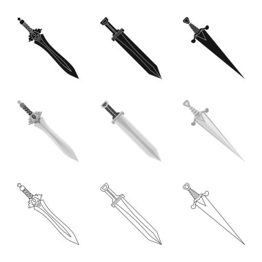 Oyun ve zırh simge vektör tasarımı. Oyun ve bıçak hisse senedi vektör çizim topluluğu.