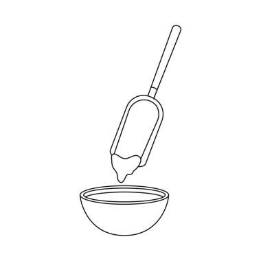 Çikolata ve sıcak logo vektör tasarımı. Çikolata ve kaşık stok vektör illüstrasyon seti.