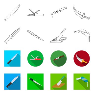 Bıçak illüstrasyon vektör ve kesme işareti. Bıçak ve web için düz hisse senedi simgesi.