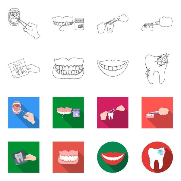 Diseño vectorial de diente y símbolo feliz. Colección de dientes y blanqueamiento símbolo de stock para la web . — Vector de stock