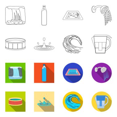 Su ve bırak simge vektör tasarımı. Su ve sıçrama hisse senedi vektör çizim koleksiyonu.