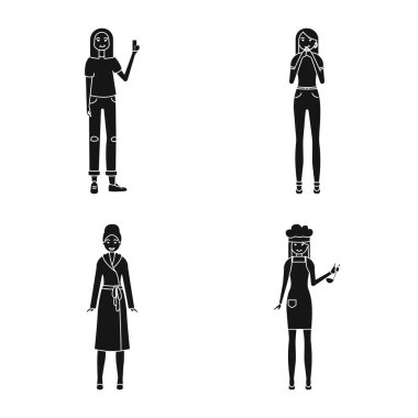 Duygu ve kadın işareti vektör Illustration. Duygular ve hisse senedi için vücut vektör simge koleksiyonu.