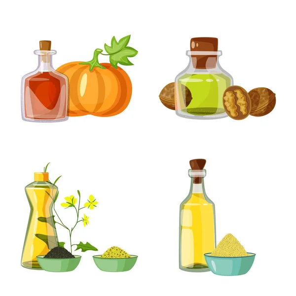 Oggetto isolato di bottiglia e simbolo di vetro. Set di bottiglia e agricoltura stock simbolo per il web . — Vettoriale Stock