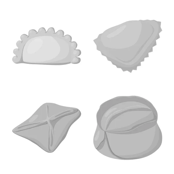 Isolated object of dumplings and stuffed icon. Collection of dumplings and dish vector icon for stock. — Stock Vector