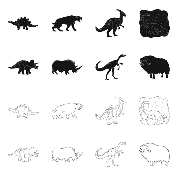 Vektorové ilustrace zvířat a znak ikony. Sada zvířat a starověké vektorové ikony pro stock. — Stockový vektor