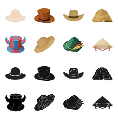 Şapka ve kap sembolü yalıtılmış nesne. Hisse senedi için şapka ve modeli vektör simge kümesi.