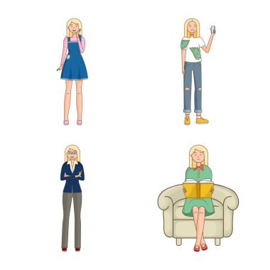 Kadın ve vücut logo vektör tasarımı. Hisse senedi için kadın ve stil vektör simge topluluğu.