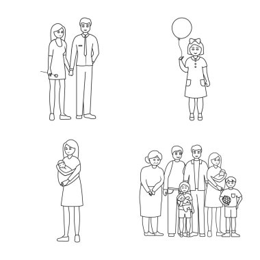 Mutlu ve karakter sembolü vektör illüstrasyon. Mutlu ve portre stok vektör illüstrasyon seti.