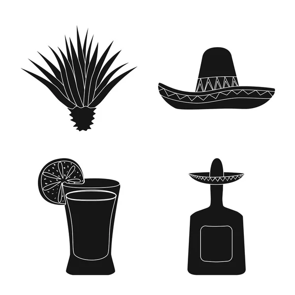 Illustrazione vettoriale del carnevale e simbolo nazionale. Raccolta di illustrazione vettoriale di carnevale e tequila . — Vettoriale Stock