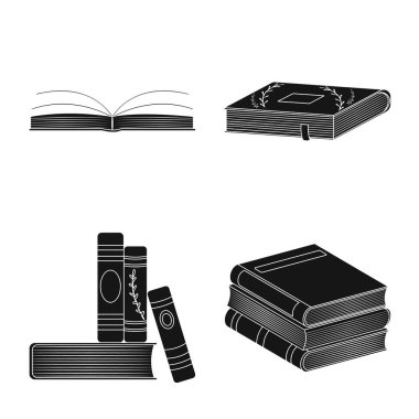 İllüstrasyon ve bilgi logosuvektör illüstrasyon. Stok için illüstrasyon ve kitapçı vektör simgesi kümesi.