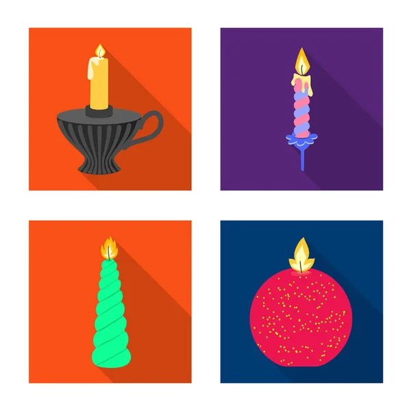Izolovaný objekt ikony svíček a dekorace. Sada symbolů svíček a plamene pro web. — Stockový vektor