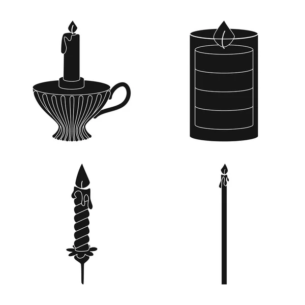 Vector ontwerp van kaarslicht en decoratie symbool. Set van kaarslicht en wax Stock vector illustratie. — Stockvector