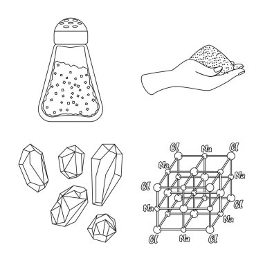 Sodyum ve mineral simgesivektör illüstrasyon. Web için sodyum ve mutfak stok sembolü koleksiyonu.