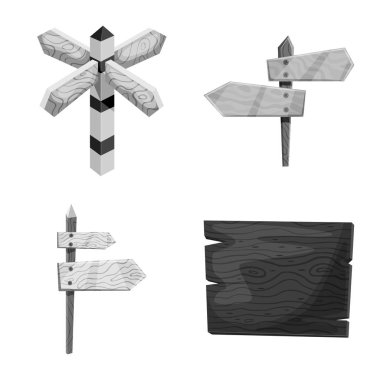 Tabela ve ahşap simgesivektör tasarımı. Web için tabela ve ağaç stok sembolü kümesi.