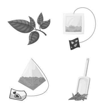 Yeşil ve siyah logoizole nesne. Stok için yeşil ve organik vektör simgesinin toplanması.