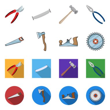 Vektör çizim aracı ve inşaat işareti. Hisse senedi için aracı ve marangozluk vektör simge topluluğu.