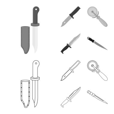 Bıçak ve kesme işareti vektör illüstrasyon. Stok için bıçak ve düz vektör simgesi kümesi.