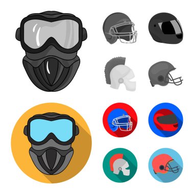 Kask ve spor sembolü izole nesne. Web için kask ve moto stok sembolü koleksiyonu.