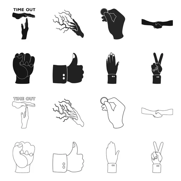 Ilustración vectorial de signo animado y pulgar. Conjunto de ilustración de vector de stock de animación y gesto . — Vector de stock