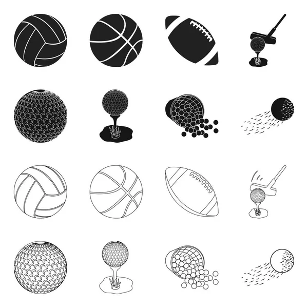 Izolovaný objekt ikony koule a fotbalu. Výběr symbolu kuličky a basketbalové akcie pro web. — Stockový vektor