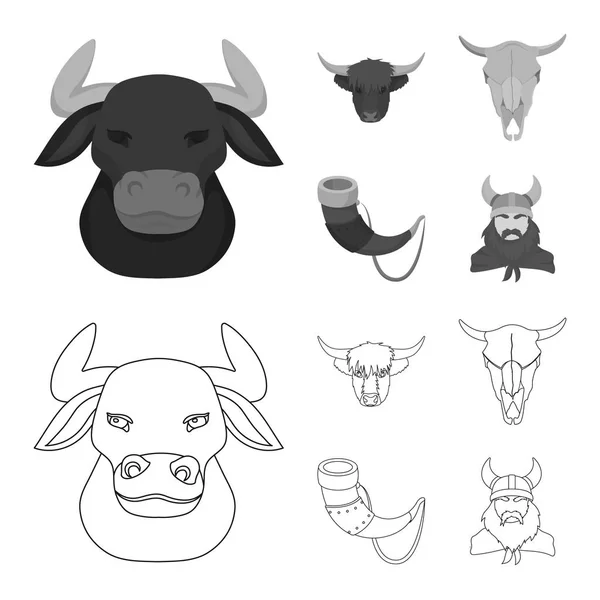 Ilustração vetorial de chifre e símbolo animal. Coleção de chifre e símbolo de estoque de morte para web . — Vetor de Stock