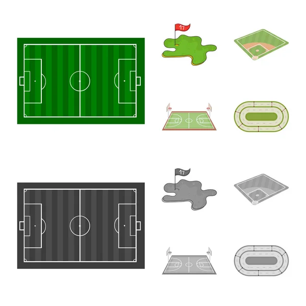 Diseño vectorial de campo y signo deportivo. Colección de campo y símbolo de stock de juego para la web . — Archivo Imágenes Vectoriales