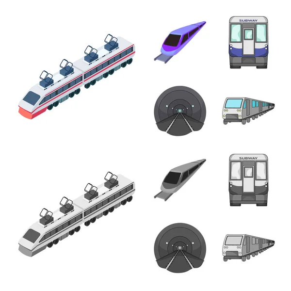 Geïsoleerde object van spoorweg- en trein teken. Set railroad en de manier waarop voorraad vectorillustratie. — Stockvector