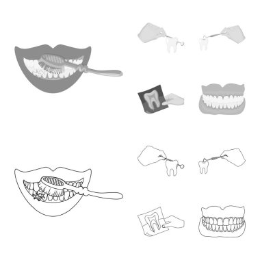 Diş ve mutlu simge vektör tasarımı. Diş ve beyazlatma hisse senedi simgesi için web topluluğu.