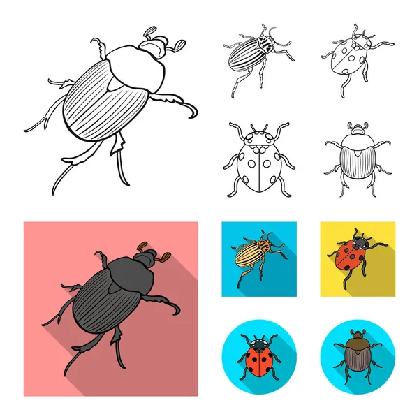 Projeto vetorial de inseto e besouro símbolo. Coleção de inseto e ícone de vetor de halloween para estoque . — Vetor de Stock