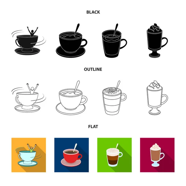 Objet isolé de tasse et logo de café. Collection de gobelet et icône vectorielle supérieure pour stock . — Image vectorielle