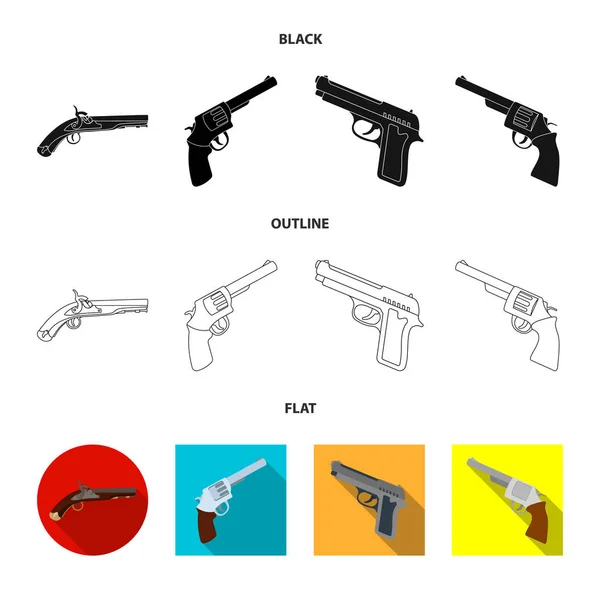 Ilustração vetorial de revólver e símbolo de pistola. Recolha do revólver e da ilustração do vector de desencadeamento . — Vetor de Stock