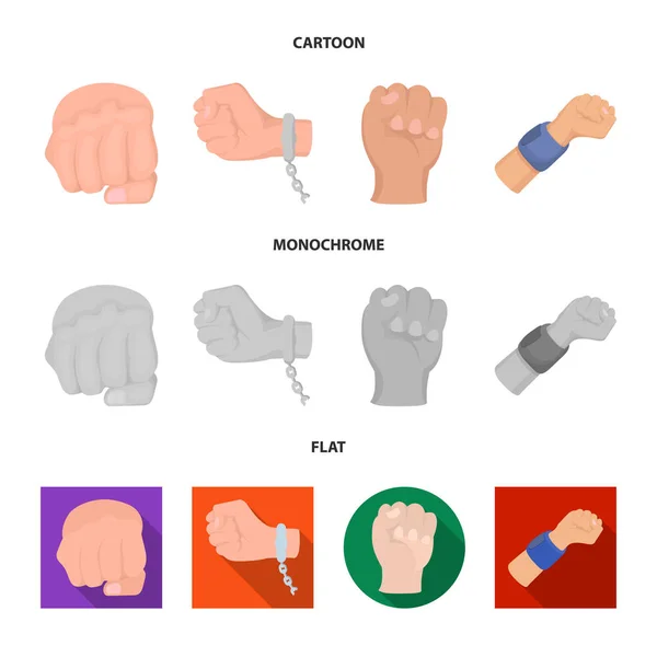 Objeto isolado de punho e soco ícone. Conjunto de punho e vetor de mão ícone para estoque . —  Vetores de Stock