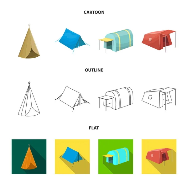 Illustration vectorielle du logo de tente et camp. Collection de tente et icône vectorielle de forêt pour le stock . — Image vectorielle