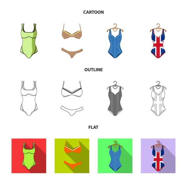 Objeto aislado de bikini y logotipo de moda. Colección de bikini y traje de baño stock vector ilustración . — Vector de stock