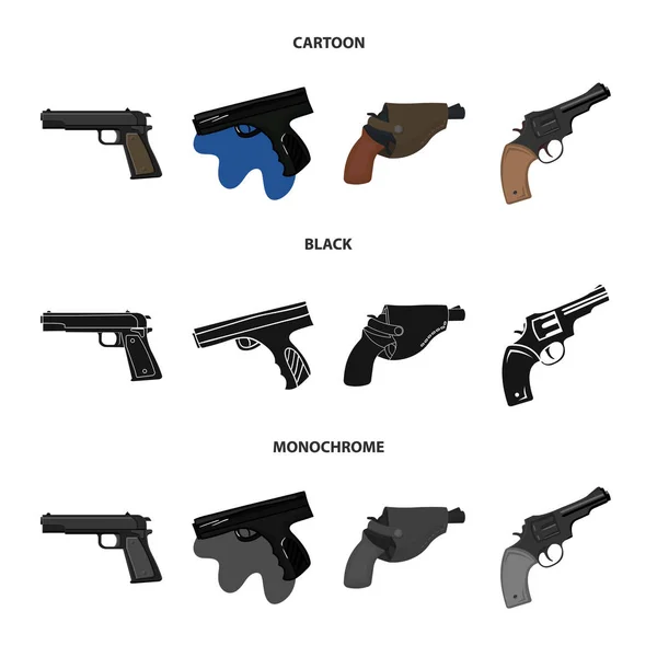Illustration vectorielle du signe revolver et pistolet. Jeu de revolver et déclencheur stock symbole pour la toile . — Image vectorielle