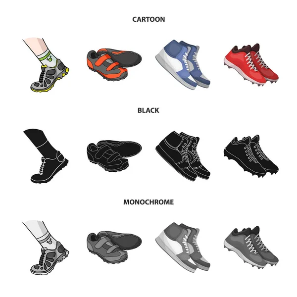Vektortervezés cipő és sport logó. Készlet cipő és fitness Stock szimbóluma webes. — Stock Vector