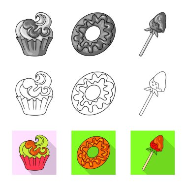 Şekerlemeler ve mutfak logo vektör tasarımı. Şekerlemeler ve ürün stok vektör çizim.