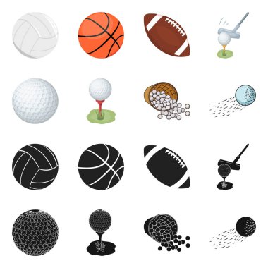 Topu ve futbol logosu yalıtılmış nesne. Hisse senedi için topu ve basketbol vektör simge topluluğu.