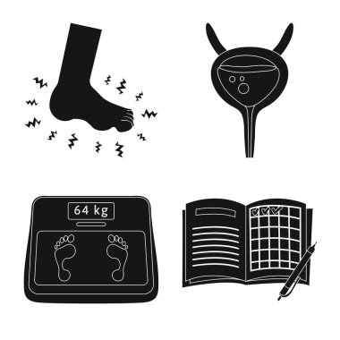 Sağlık ve tıp sembolü vektör tasarımı. Sağlık ve diyabet stok vektör illüstrasyon seti.