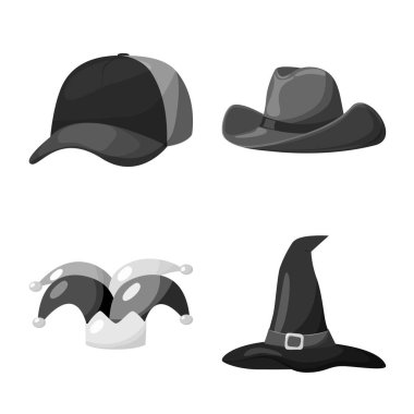 Şapka ve kask simge vektör tasarımı. Hisse senedi için şapka ve meslek vektör simge topluluğu.