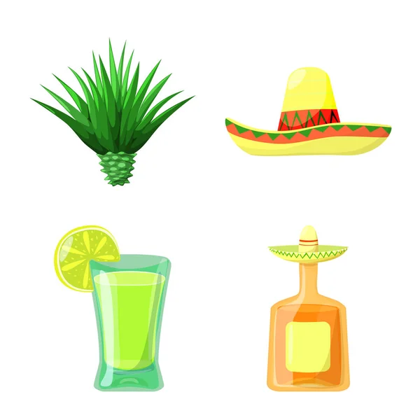 Oggetto isolato del Messico e logo tequila. Serie di Messico e fiesta stock vector illustrazione . — Vettoriale Stock